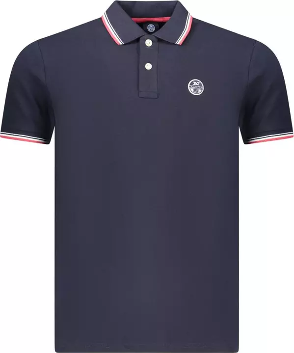 Blue Cotton Men Polo Shirt