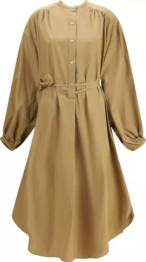 Beige Cotton Casual Dress