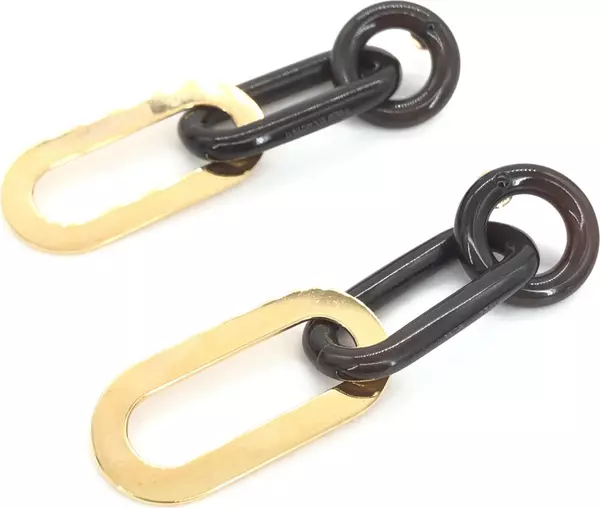 Gold Plated And Black Chain Link Earrings