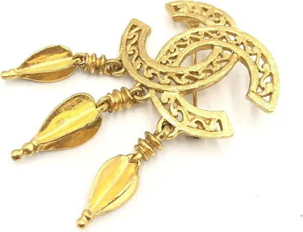 Gold Plated CC Logo Brooch