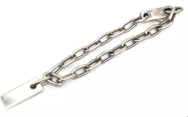 Sterling Silver Logo Plate Chain Bracelet