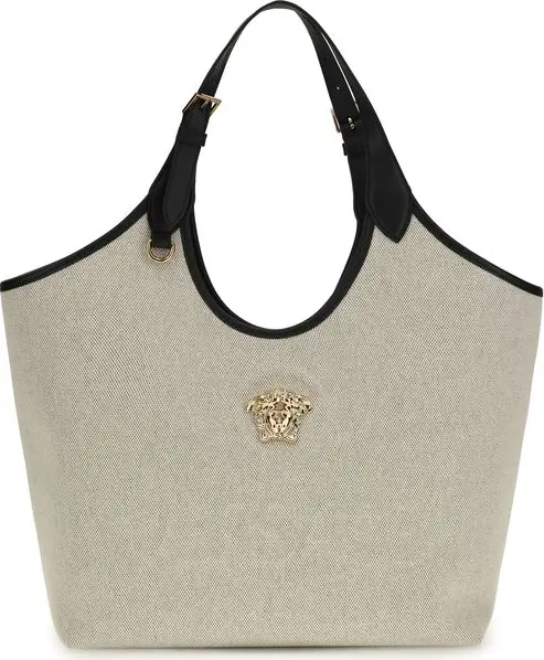Beige Cotton Shoulder Bag