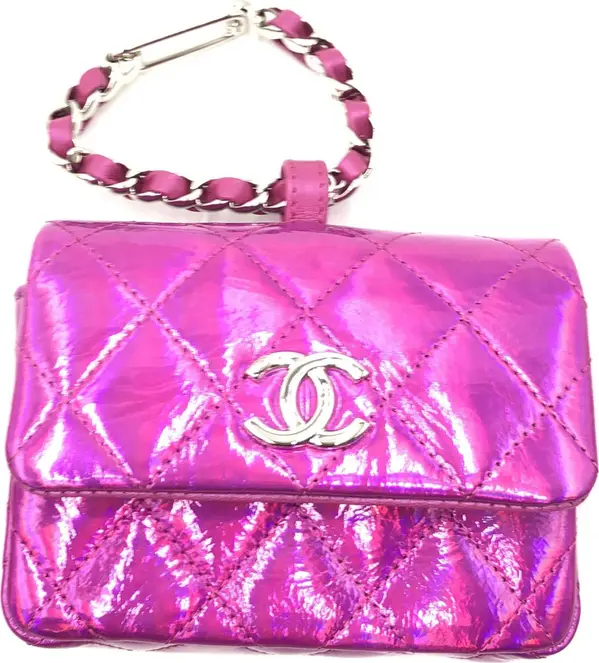 Iridescent Pink Quilted Leather Pouch
