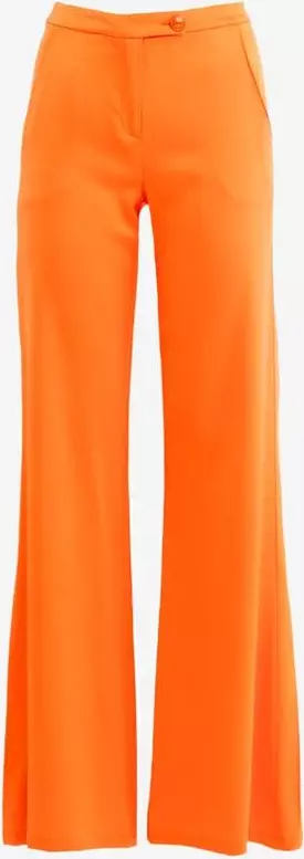 Orange Viscose Casual Pants