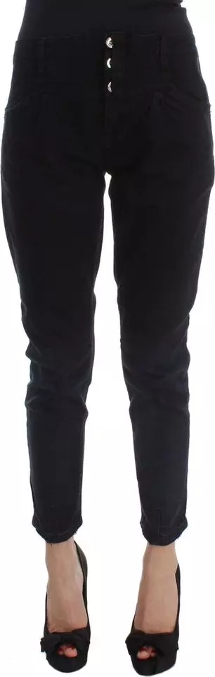Black Cotton Cropped Jeans