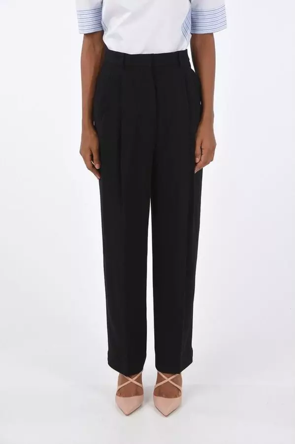 Black Acetate Casual Pants