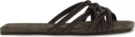 Brown Calf Leather Bos Taurus Flat Sandals