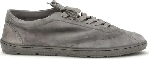 Gray Calf Leather Bos Taurus Low Top Sneakers