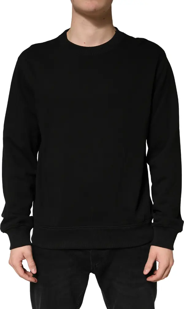 Sweater Black Cotton Crewneck Sweatshirt