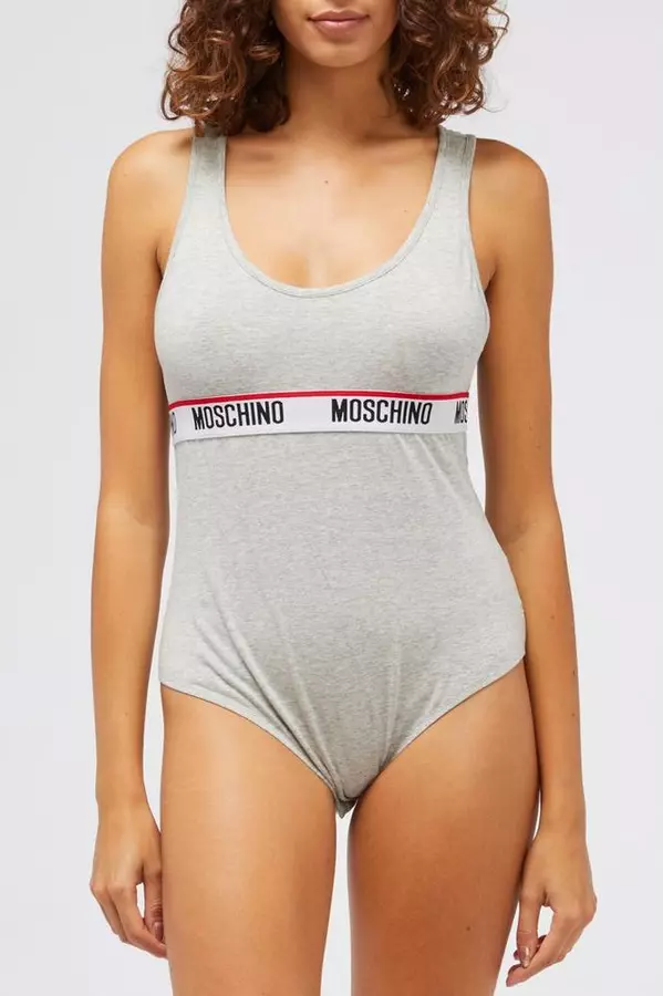 Gray Cotton Bodysuit
