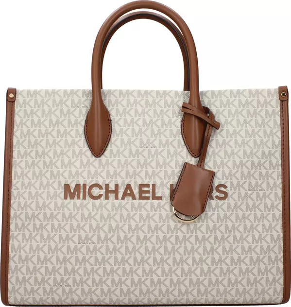Beige Fabric Handbag
