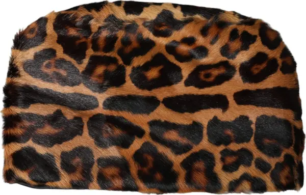 Brown Leopard Fur Women Bucket Capello Hat