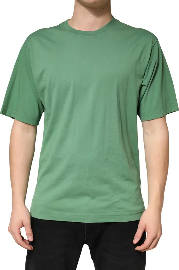 LightGreen Cotton Crewneck Short Sleeve T-Shirt