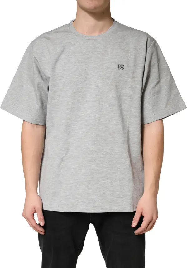 Grey Cotton Crewneck Short Sleeve T-Shirt