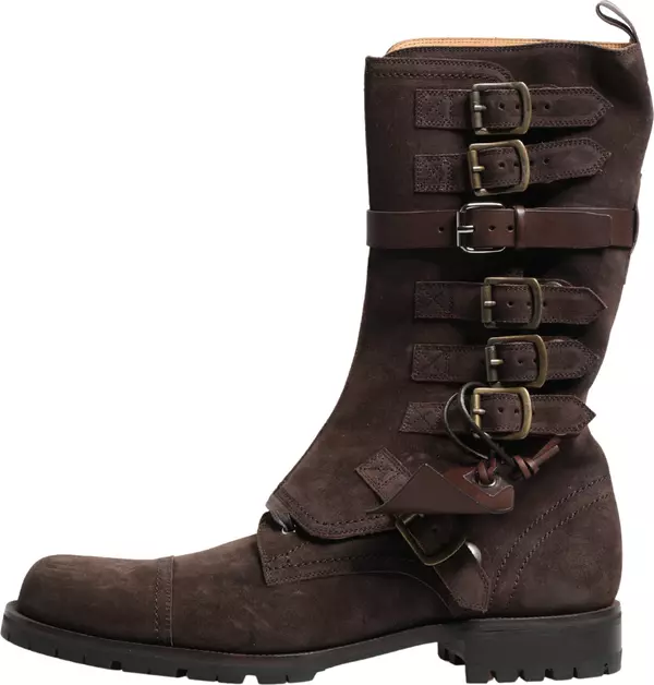 Brown Suede Leather Combat Ankle Boots  Shoes