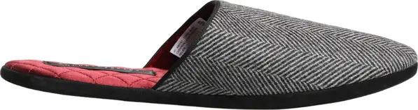 Grey Herringbone Cashmere Red Slippers Shoes