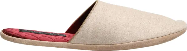 Beige Shetland Wool Red Quilted Slippers Shoes