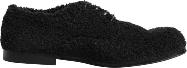 Men Black Riccio Shearling Dress Derby Shoes
