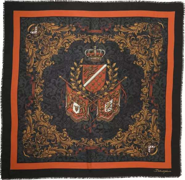 Multicolor Crest Print Cashmere 272cm x 132cm Men Scarf