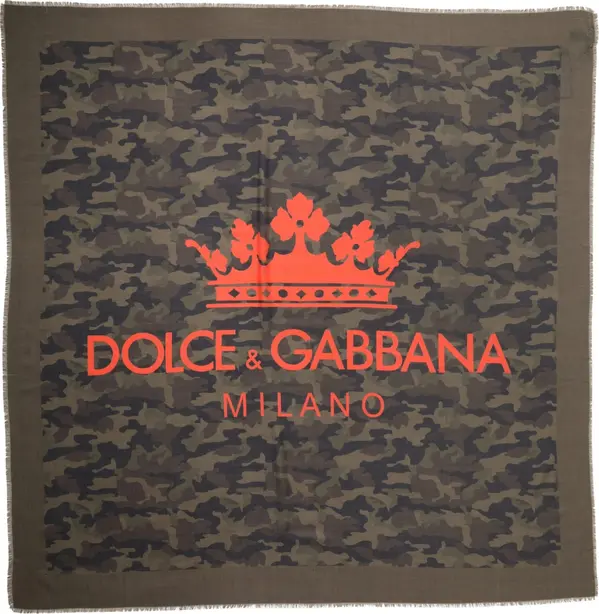 Green Camouflage Logo Cashmere 138cm x 137cm Men Scarf