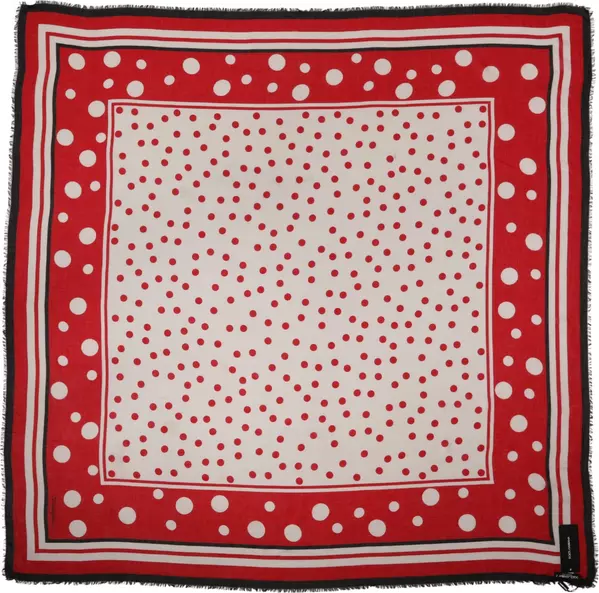 Red Polka Dot Print Square Stole 130cm x 130cm Scarf