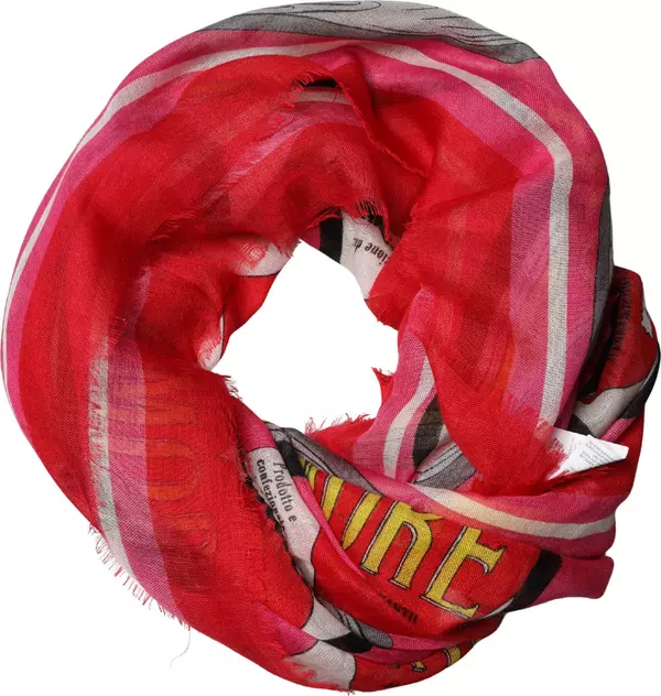 Pink DG Amore Print Neck Square Shawl 140cm x 140cm Scarf