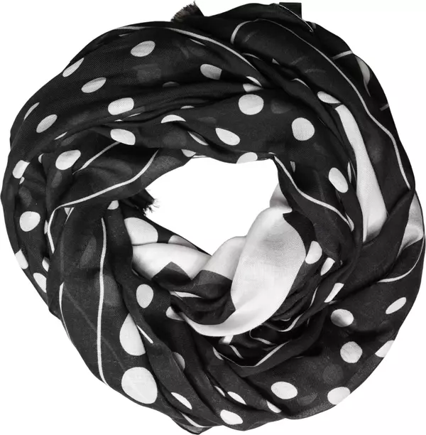 Black White Polka Dot Logo Stole Wrap 188cm x 116cm Scarf