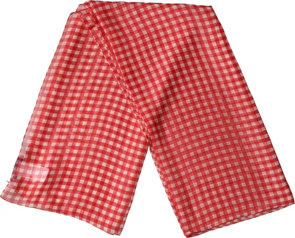 White Red Check Silk Wrap Foulard 140cm x 136cm Scarf