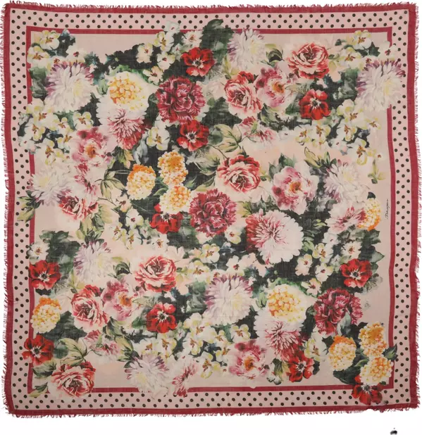 Multicolor Floral Print Square Stole 133cm x 133cm Scarf