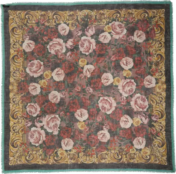 Multicolor Floral Cashmere Square Stole Scarf