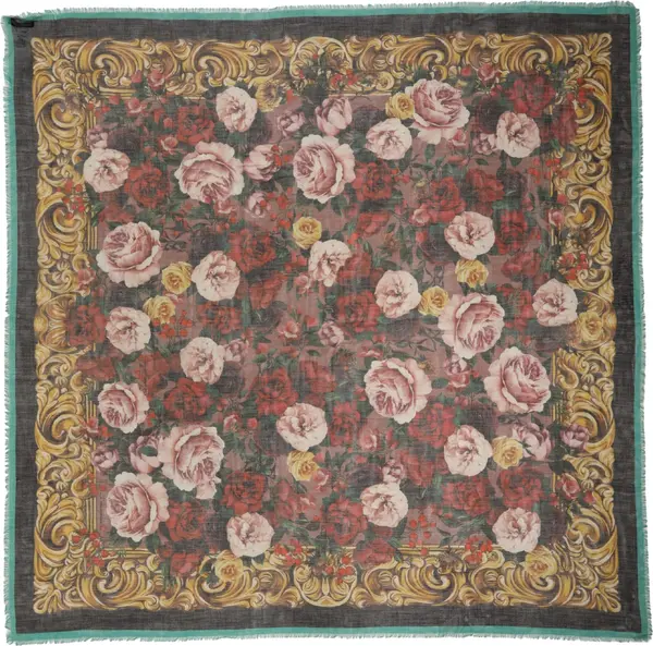 Multicolor Floral Cashmere Square Stole 134cmx134cm Scarf