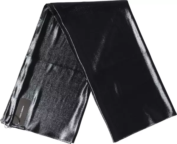 Black Silk Lurex Foulard Wrap Shawl 119cm x 117.5cm Scarf