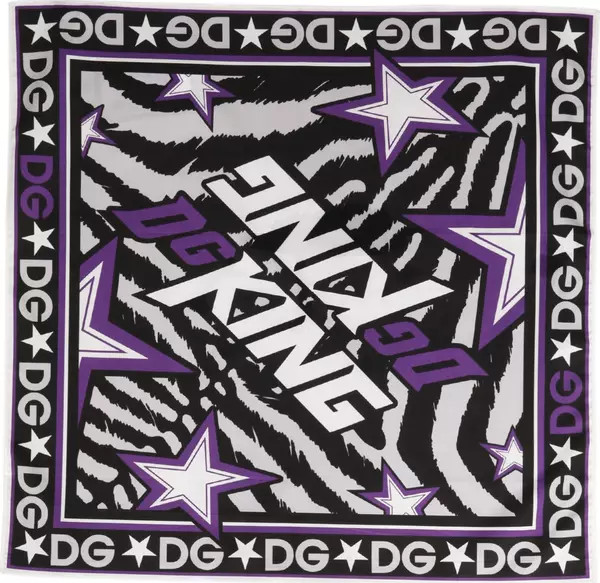 Black Purple DG King Cotton Foulard 51cm x 49.5cm Scarf