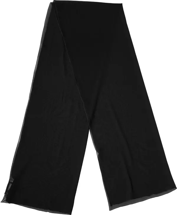 Black Silk Neck Wrap Shawl Stole 200cm x 64cm Scarf