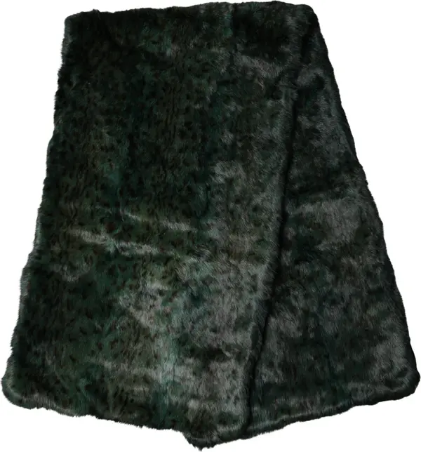 Black Green Stripe Fur Shawl Neck Wrap 180cm x49cm Scarf