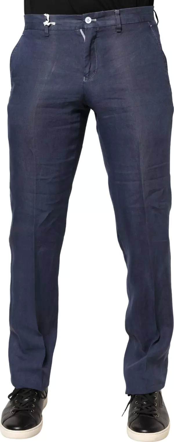 Navy Blue Skinny Chino Mid Waist Men Pants