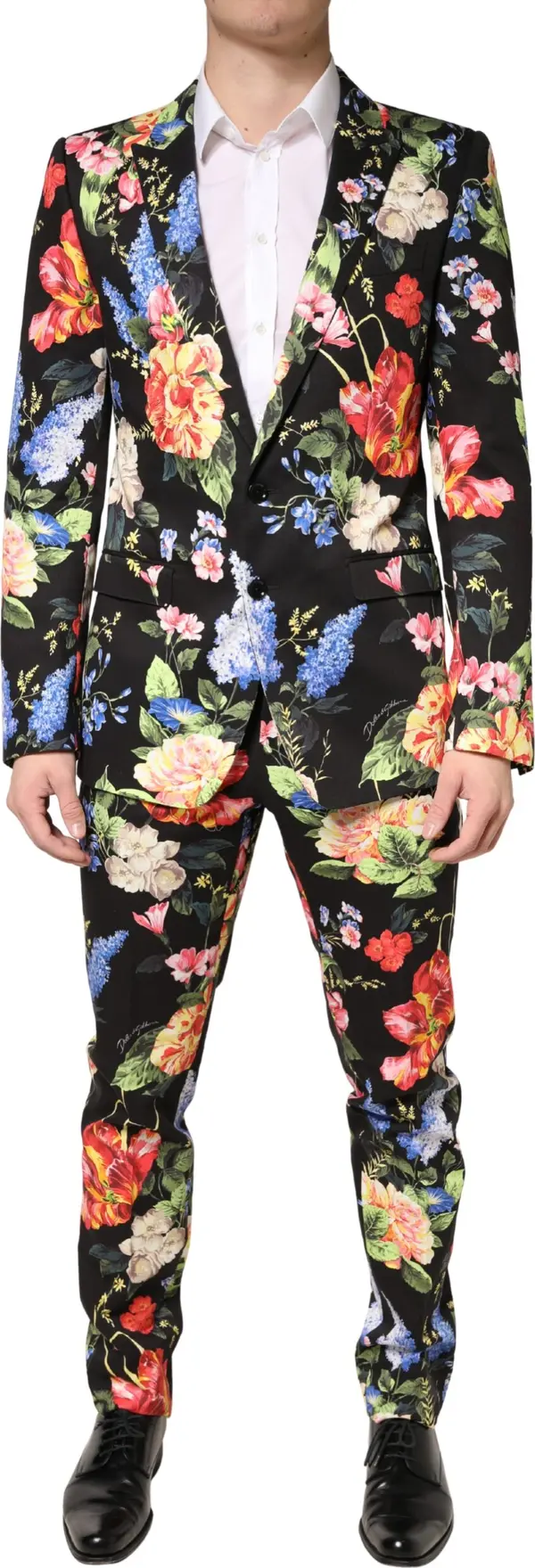 Black Floral Single Breasted MARTINI 2 Piece Suit