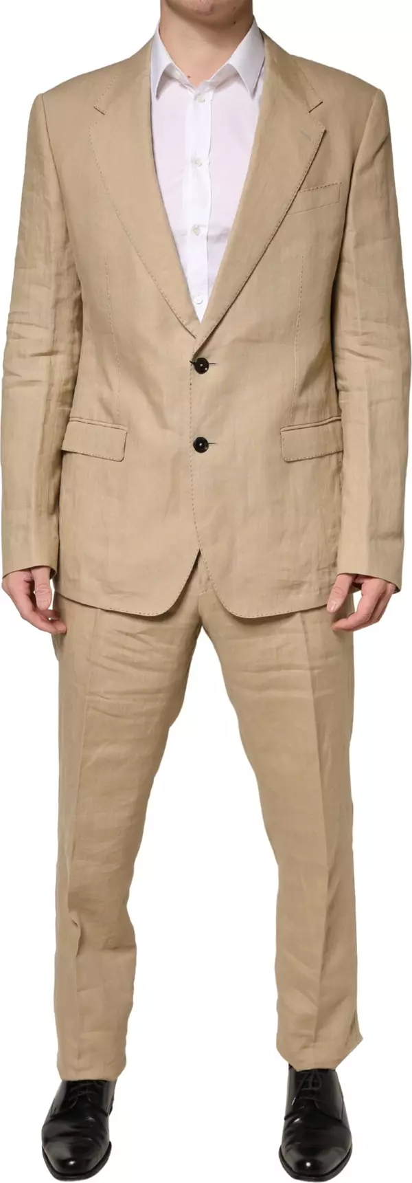 Beige TAORMINA Single Breasted Formal 2 Piece Suit