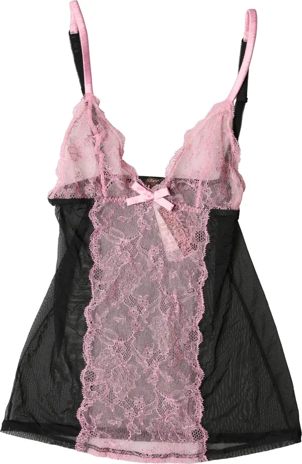 Black Pink Floral Lace Lingerie Top Underwear