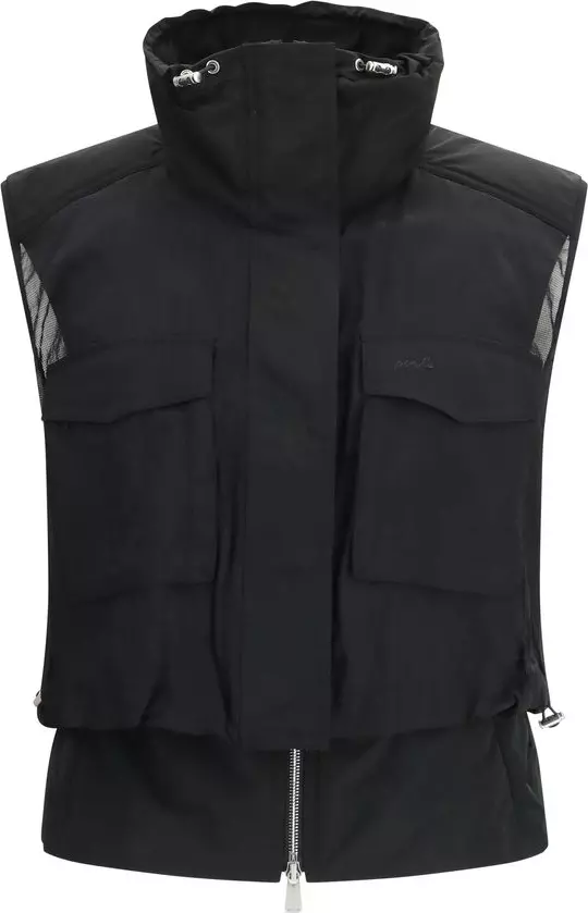 Black Nylon Sleeveless Jacket