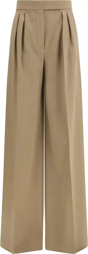 Beige Wool Casual Pants