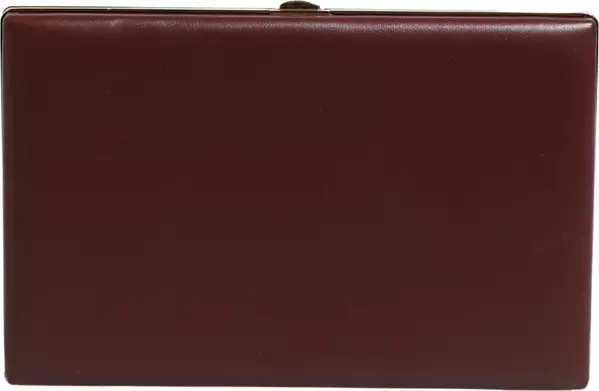 Brown Calfskin Leather Clutch Evening Women Purse Bag
