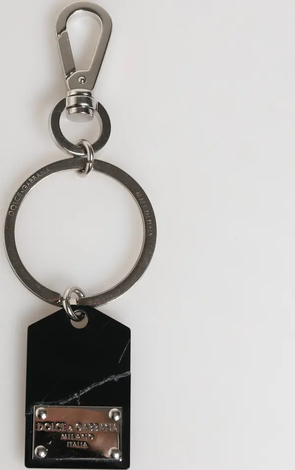 Black Silver Brass LogoPlaque Metal Ring Keyring  Keychain