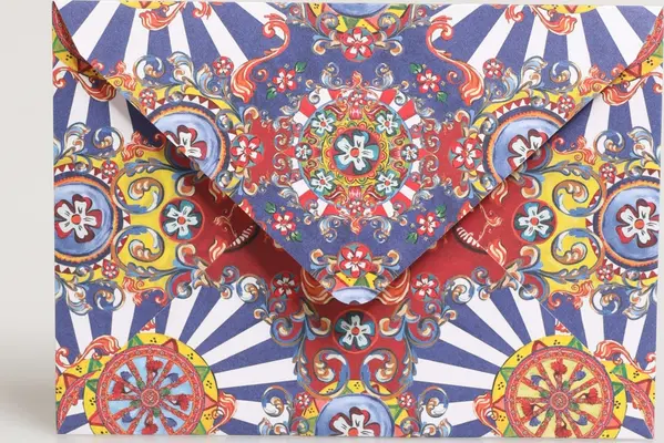 Multicolor Carretto Siciliano Envelope Post Card Holder