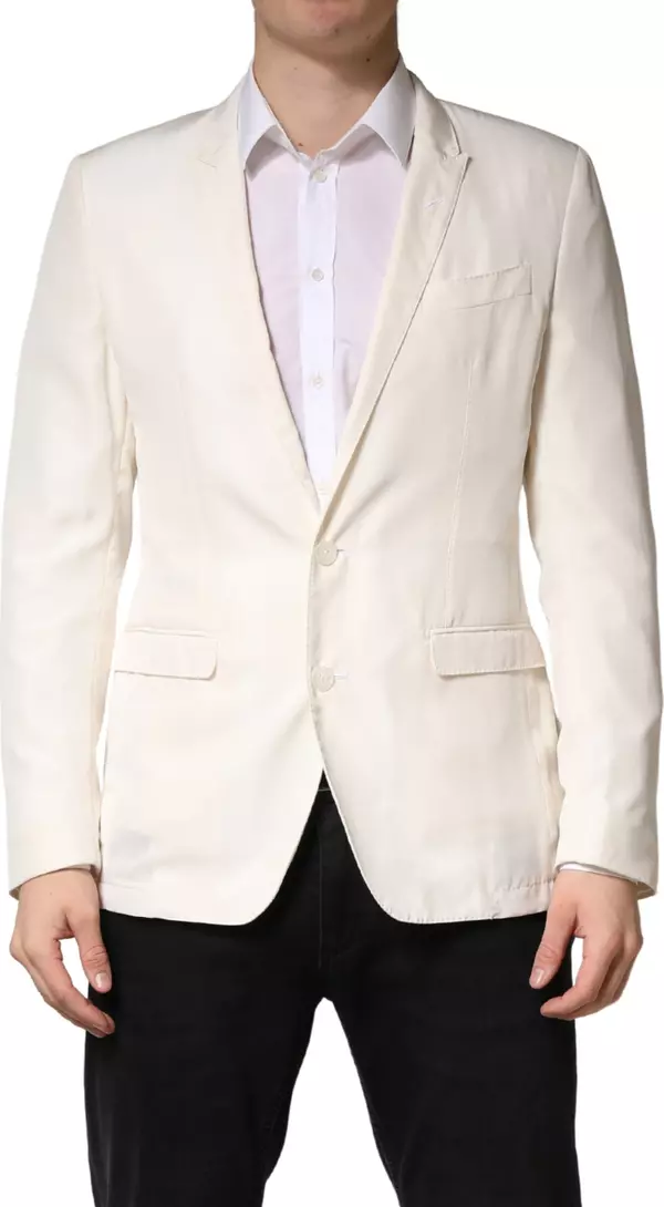 White Cotton Single Breasted Jacket Blazer