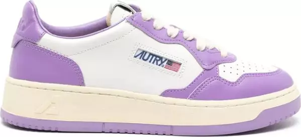 Purple Leather Low Top Sneakers