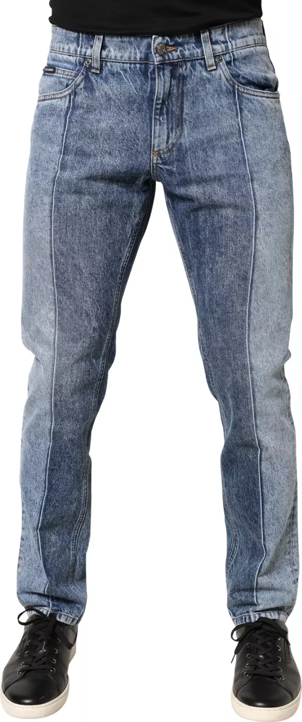 Two Tone Blue Cotton Regular Men Denim Jeans