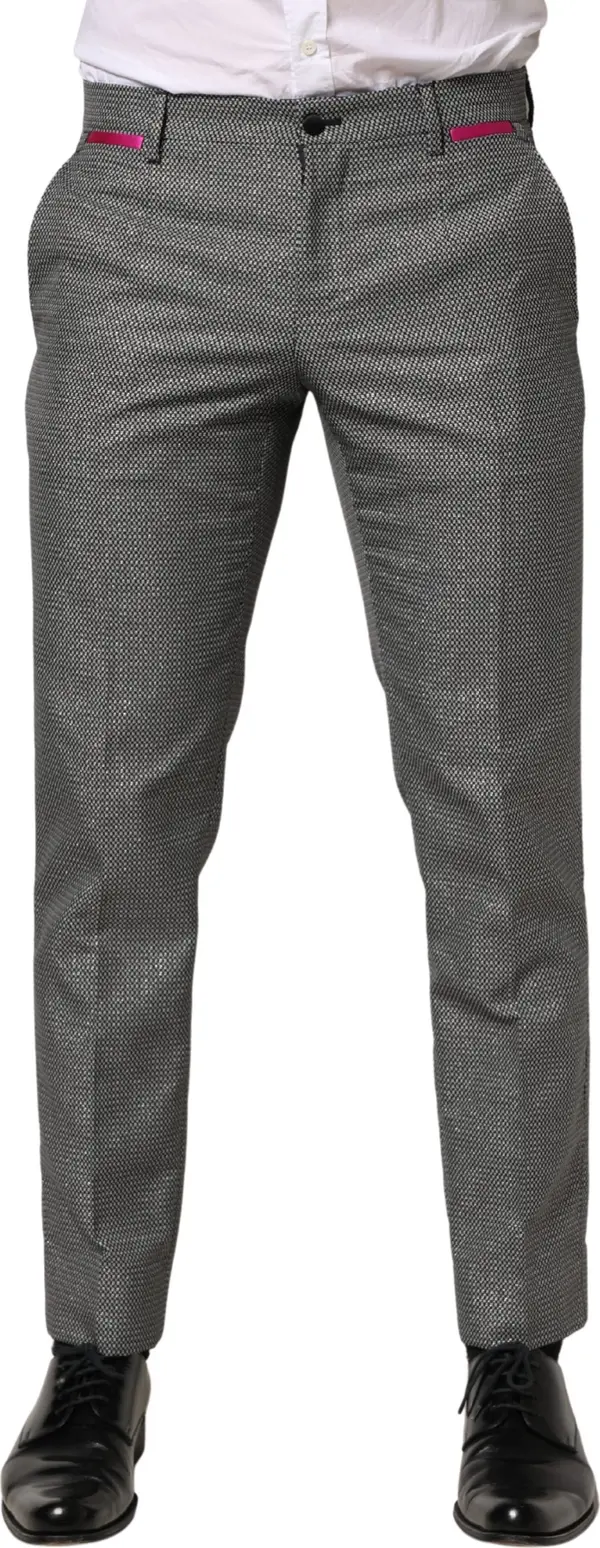 Gray Viscose Skinny Men Dress Trouser Pants
