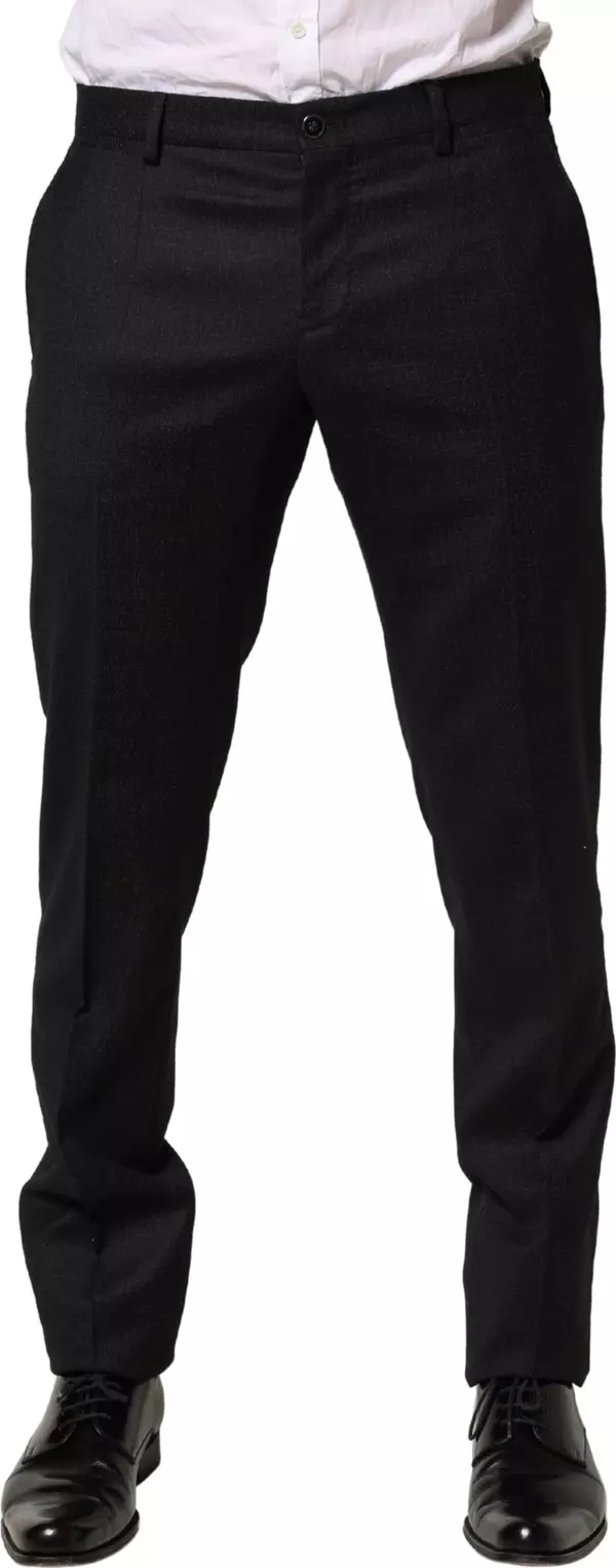 Black Wool Skinny Men Dress Trouser Pants