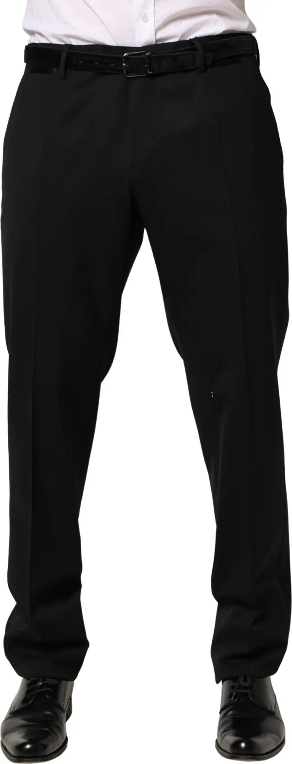 Black Wool Skinny Men Dress Trouser Pants